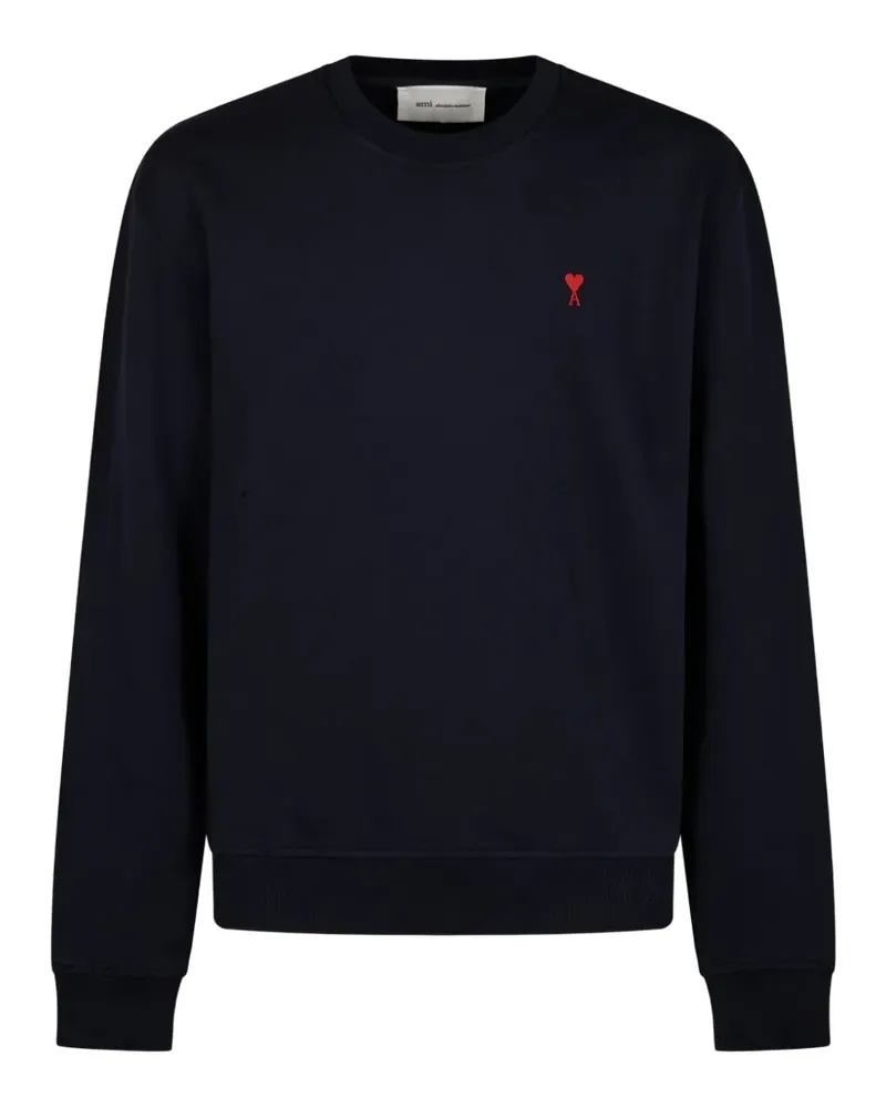 AMI Paris Blaues Baumwollhemd mit Ami de Coeur Blau