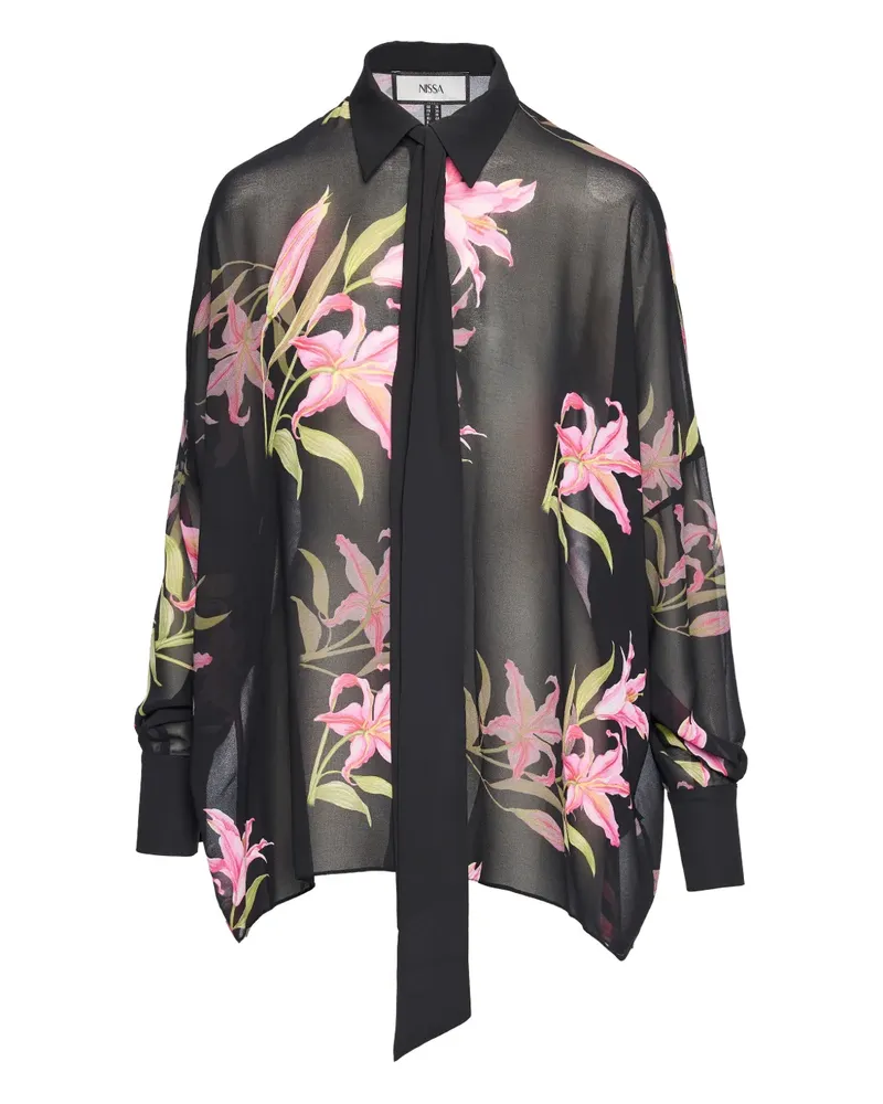 NISSA Oberteil mit Blumenmuster - Schwarz Schwarz