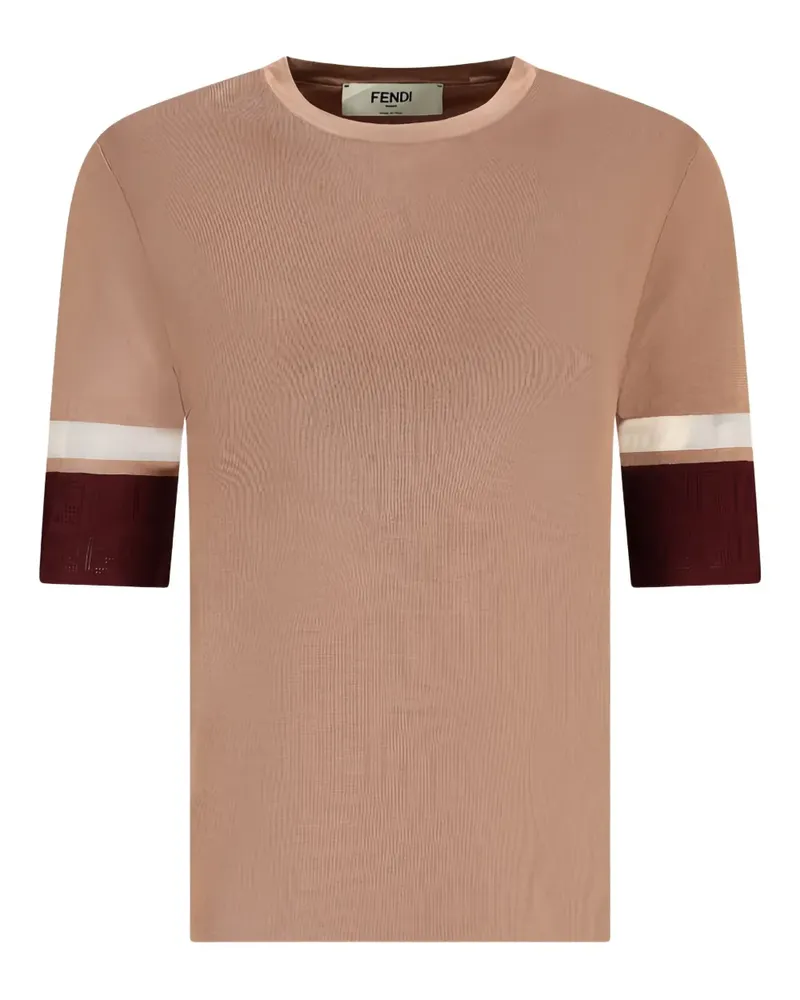 Fendi T-Shirt mit Blockstreifen - Rosa Rosa