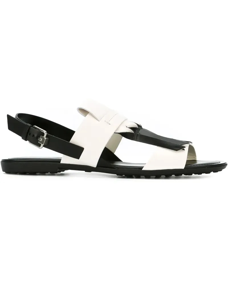 TOD'S Flache Sandalen mit Fransen - Schwarz Schwarz