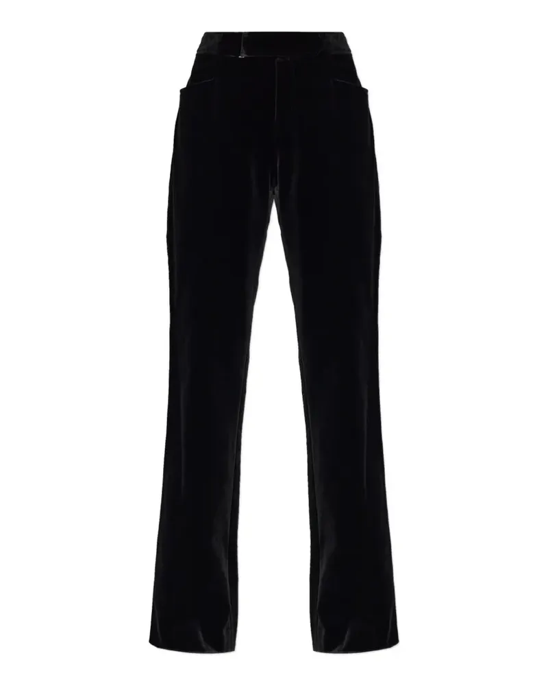Balmain Samthose mit geradem Bein - Schwarz Schwarz