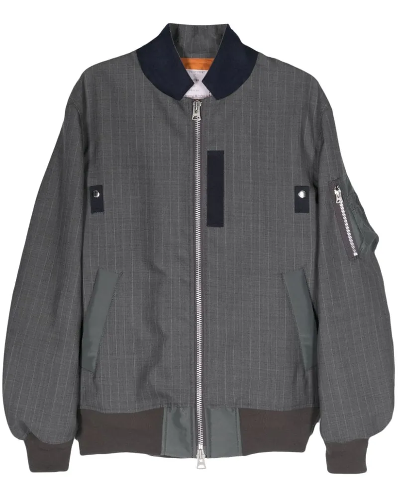 Sacai Nadelstreifen-Bomberjacke Grau