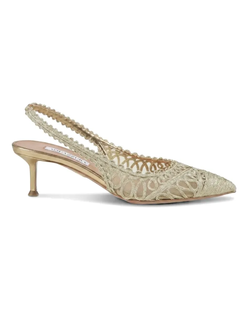 Aquazzura Kahlo Slingback-Pumps mit Stickerei - Gold Gold