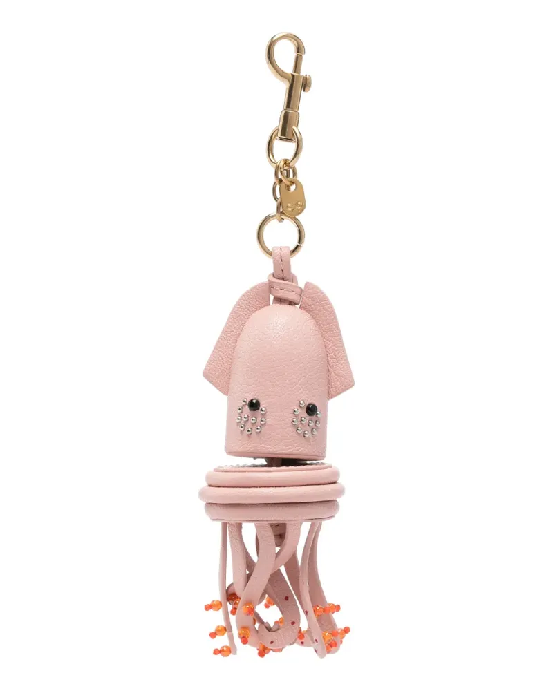 Anya Hindmarch squid-shape bead-embellished keyring - Rosa Rosa