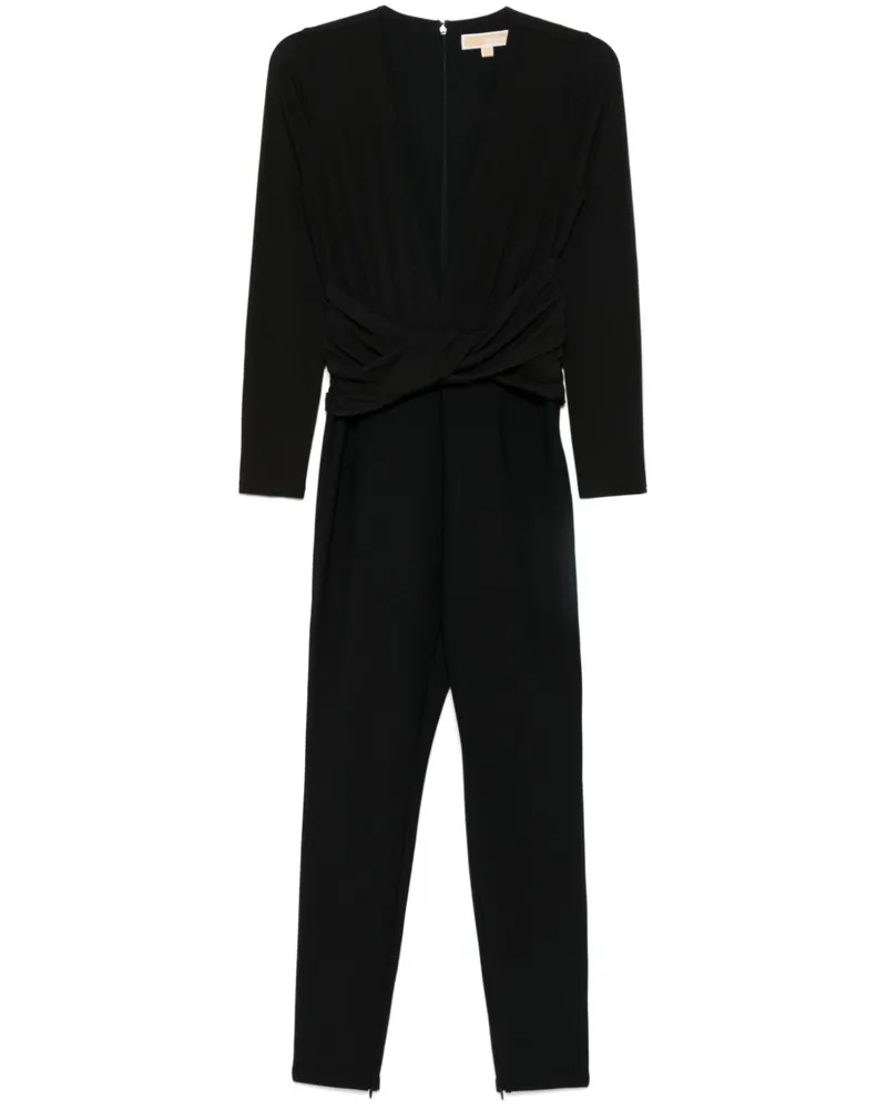 Michael Kors Geraffter Jersey-Jumpsuit - Schwarz Schwarz