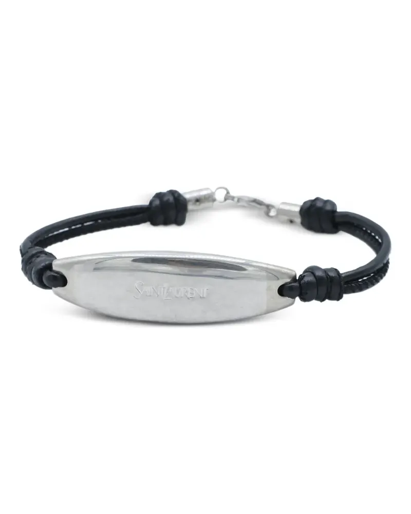 Saint Laurent Kordelarmband aus Leder und Metall - Silber Silber