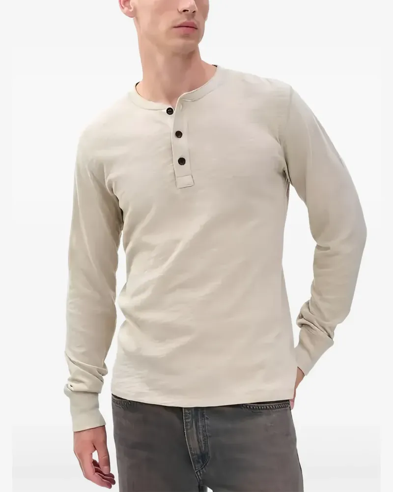 Rag & Bone Henley-neck long-sleeve T-shirt - Nude Nude