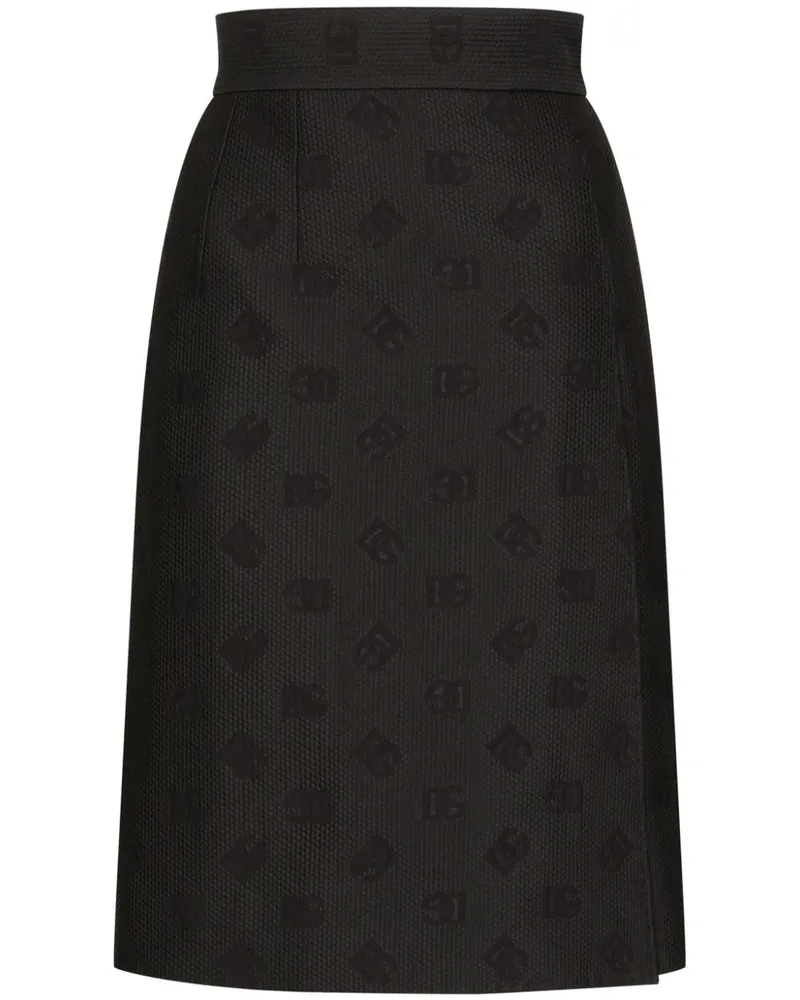 Dolce & Gabbana Midirock aus Monogramm-Jacquard - Schwarz Schwarz