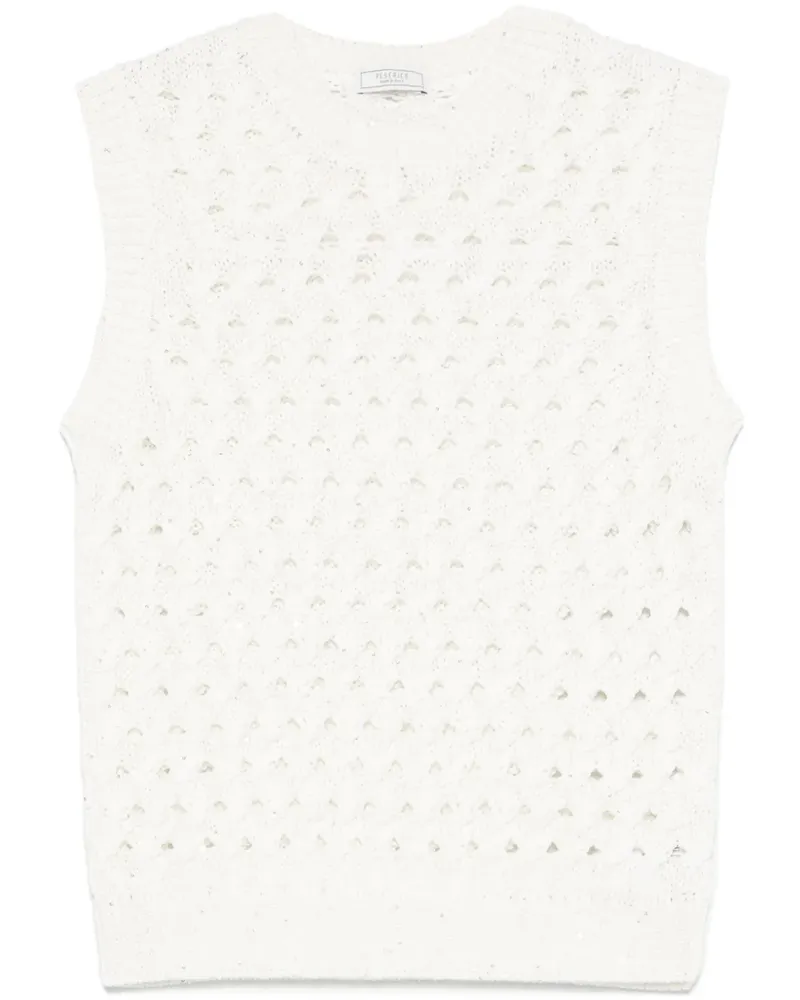 Peserico Gestricktes T-Shirt mit Pailletten - Weiß Weiß