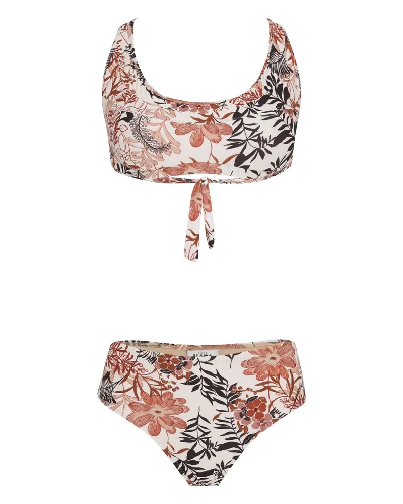 Amir Slama Bikini mit Blumen-Print - Weiß Weiß