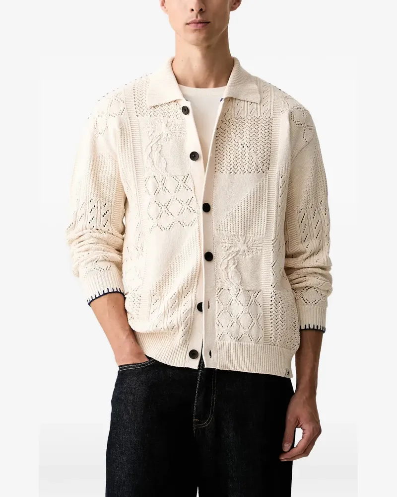 Scotch&Soda Multi-Stitch Patchwork-Cardigan mit Zopfmuster - Nude Nude