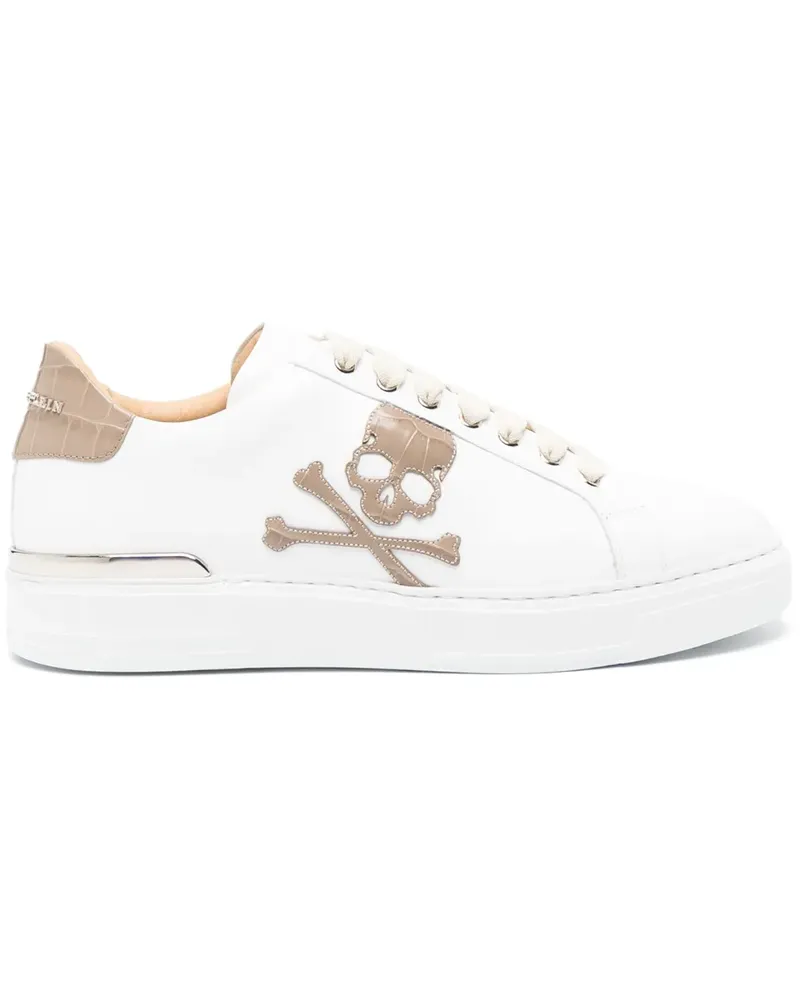Philipp Plein Sneakers mit Totenkopf-Patch - Weiß Weiß