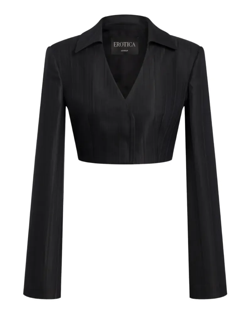 Dondup Cropped-Jacke mit Nadelstreifen - Schwarz Schwarz