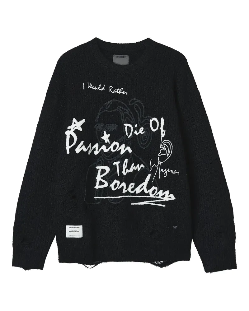 Musium Div. Pullover im Distressed-Look - Schwarz Schwarz