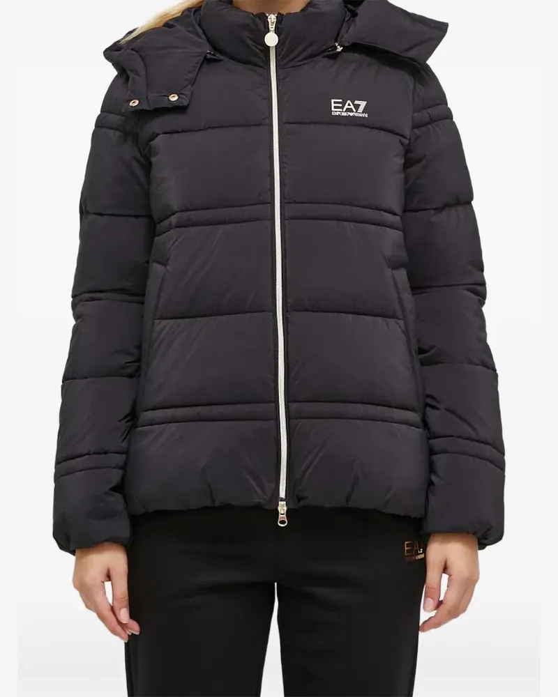EA7 logo-detail hooded padded jacket - Schwarz Schwarz