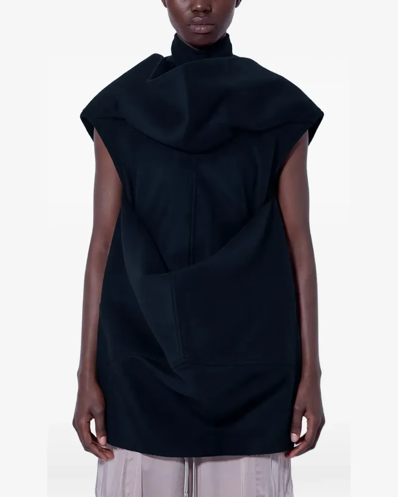 Rick Owens Drapiertes Pelican Oberteil mit Stehkragen - Schwarz Schwarz