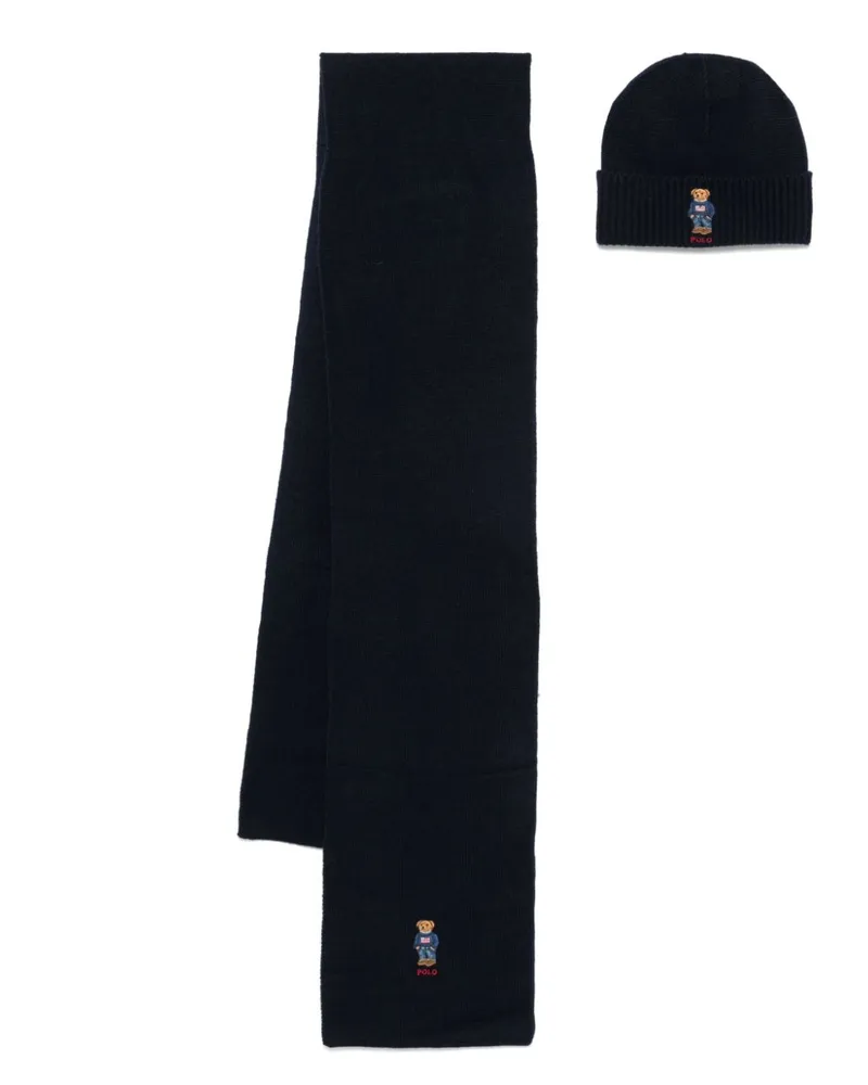 Ralph Lauren Schal-Set mit Polo Bear-Motiv - Blau Blau
