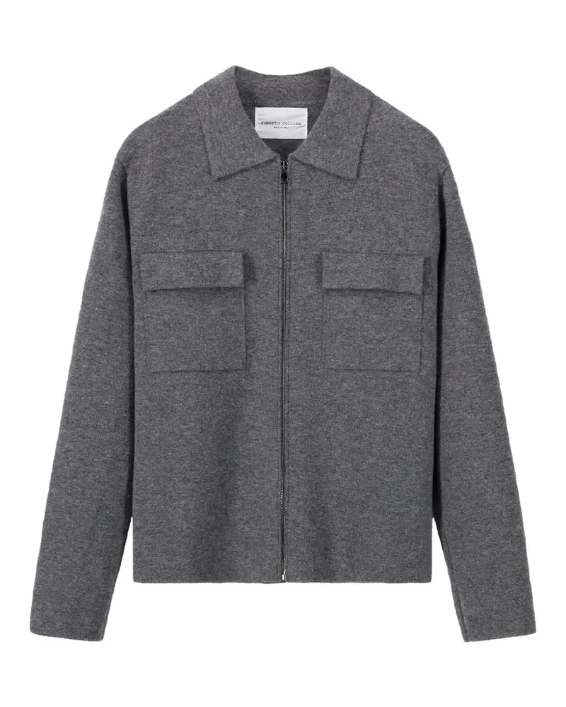 Roberto Collina Cardigan mit Brusttasche und Reißverschluss - Grau Grau