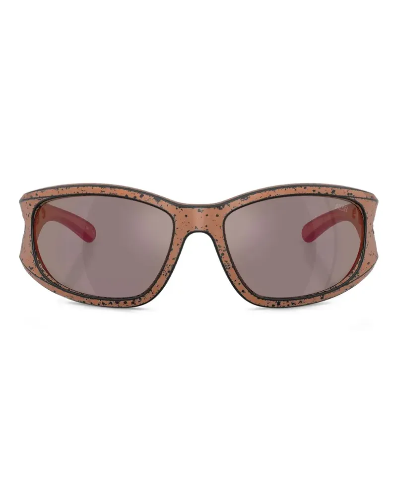 Diesel Sonnenbrille mit eckigem Gestell - Orange Orange