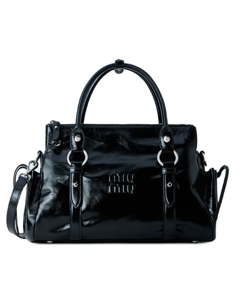 Miu Miu glossy -leather handbag - Schwarz Schwarz