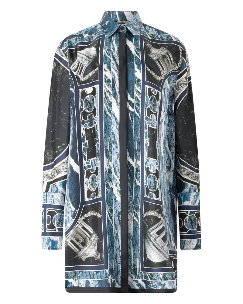 Roberto Cavalli Langärmeliges Seidenhemd - Blau Blau