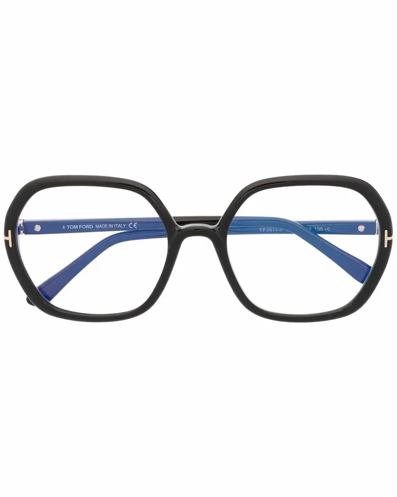 Tom Ford Runde Oversized-Brille - Schwarz Schwarz