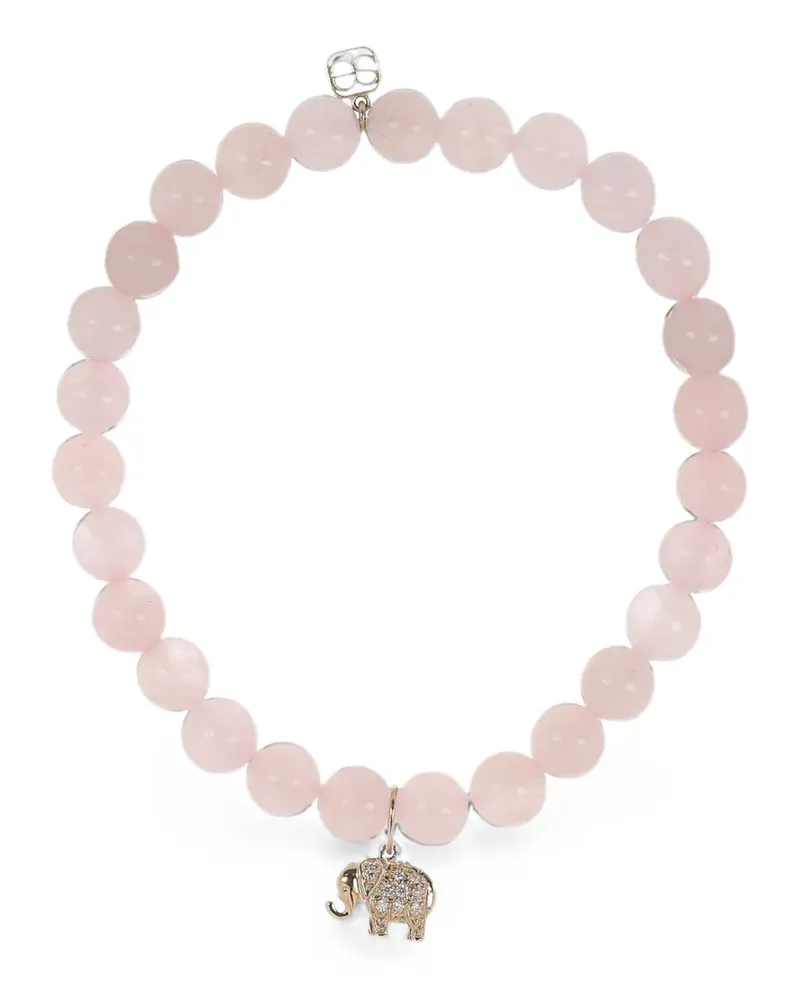 Sydney Evan rose quartz elephant charm bracelet - Rosa Rosa