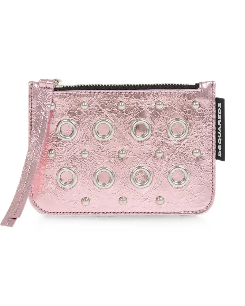 Dsquared2 eyelet-embellished leather card holder - Rosa Rosa