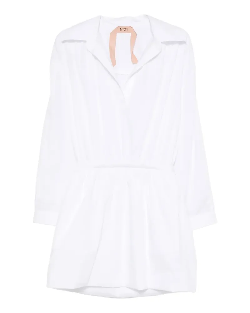 N° 21 gathered long-sleeve mini dress - Weiß Weiß