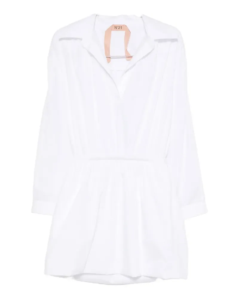 N° 21 gathered long-sleeve mini dress - Weiß Weiß