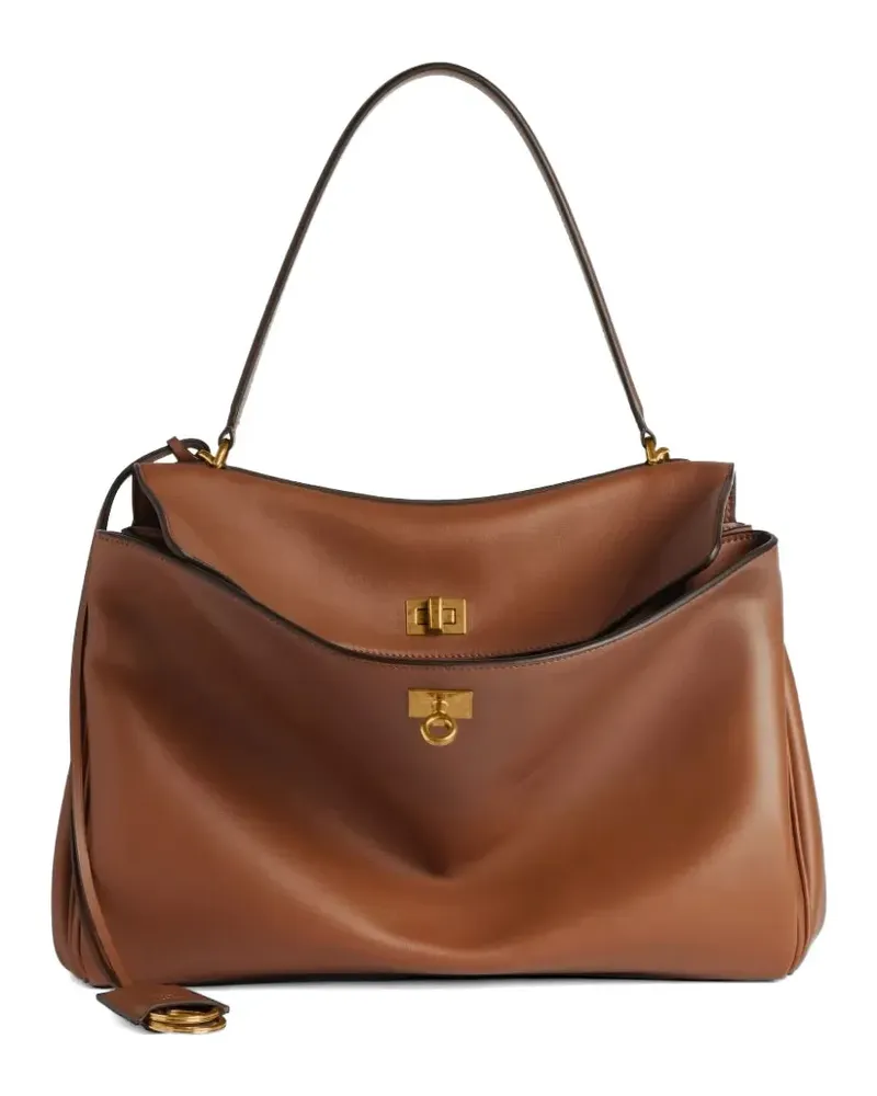 Balenciaga Mittelgroße Rodeo Schultertasche mit Schloss - Braun Braun