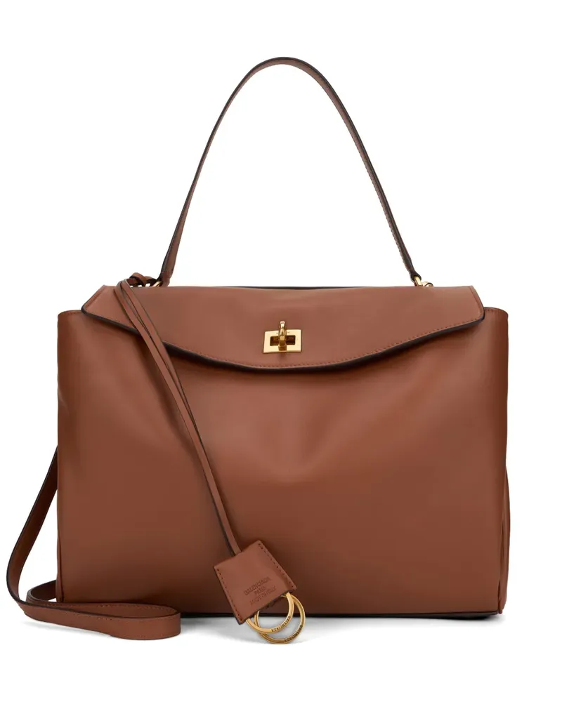 Balenciaga Mittelgroße Rodeo Schultertasche mit Schloss - Braun Braun