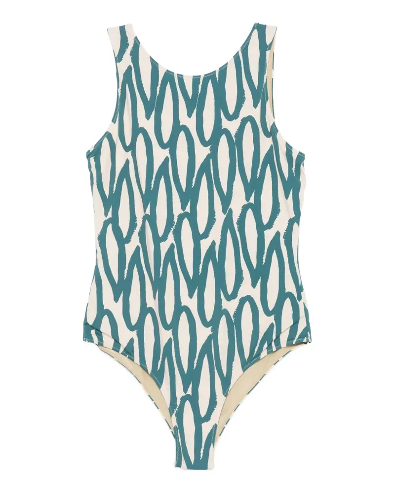 Liviana Conti Liviana abstract-print scoop-back swimsuit - Grün Grün