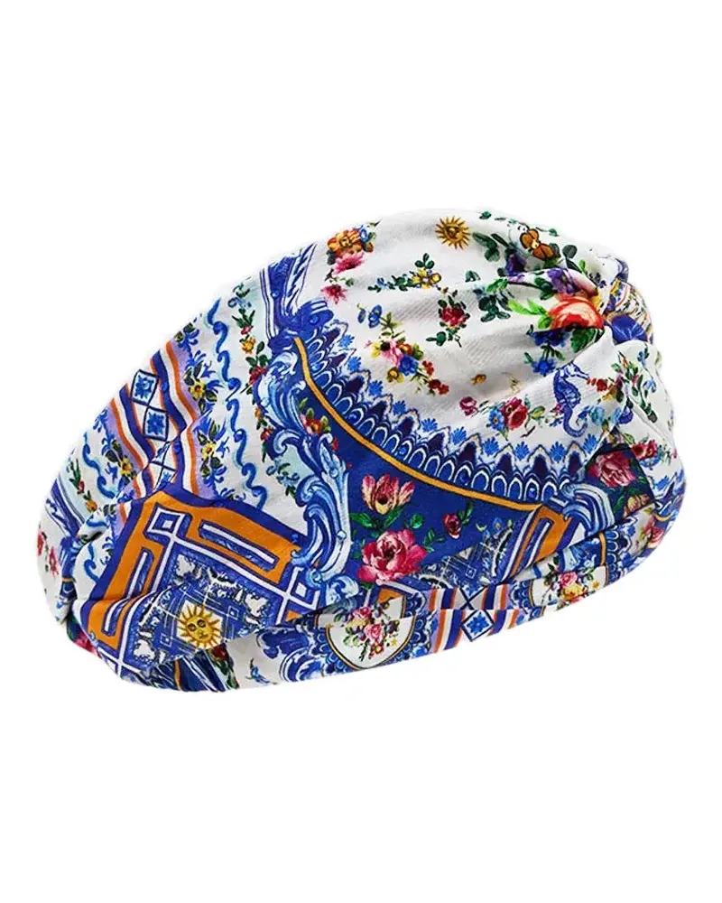 Camilla crystal-embellished printed headband - Weiß Weiß