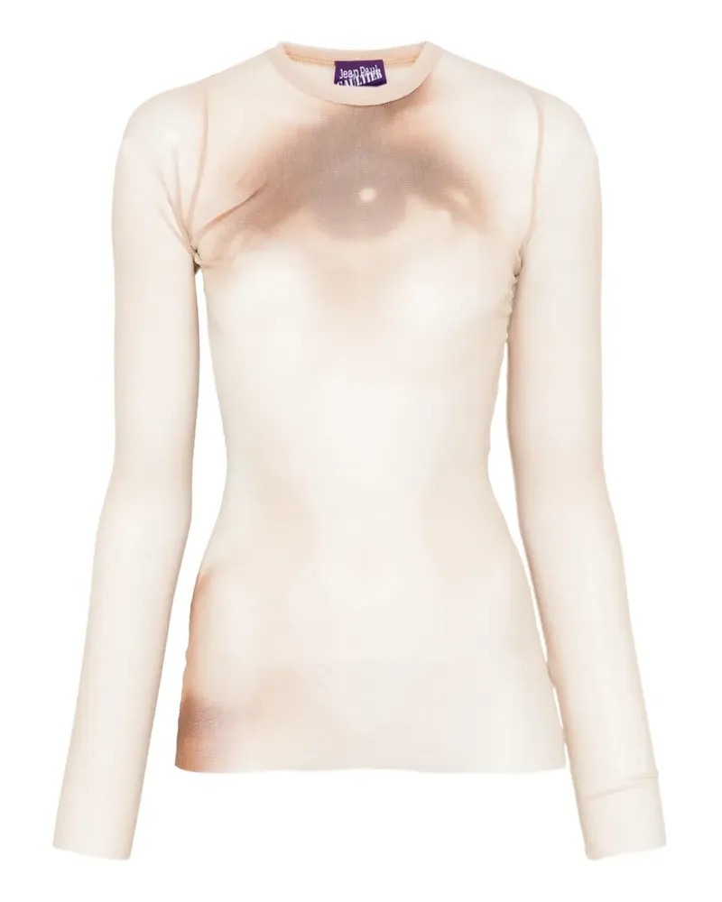 Jean Paul Gaultier Langarmshirt mit Rundhalsausschnitt - Nude Nude