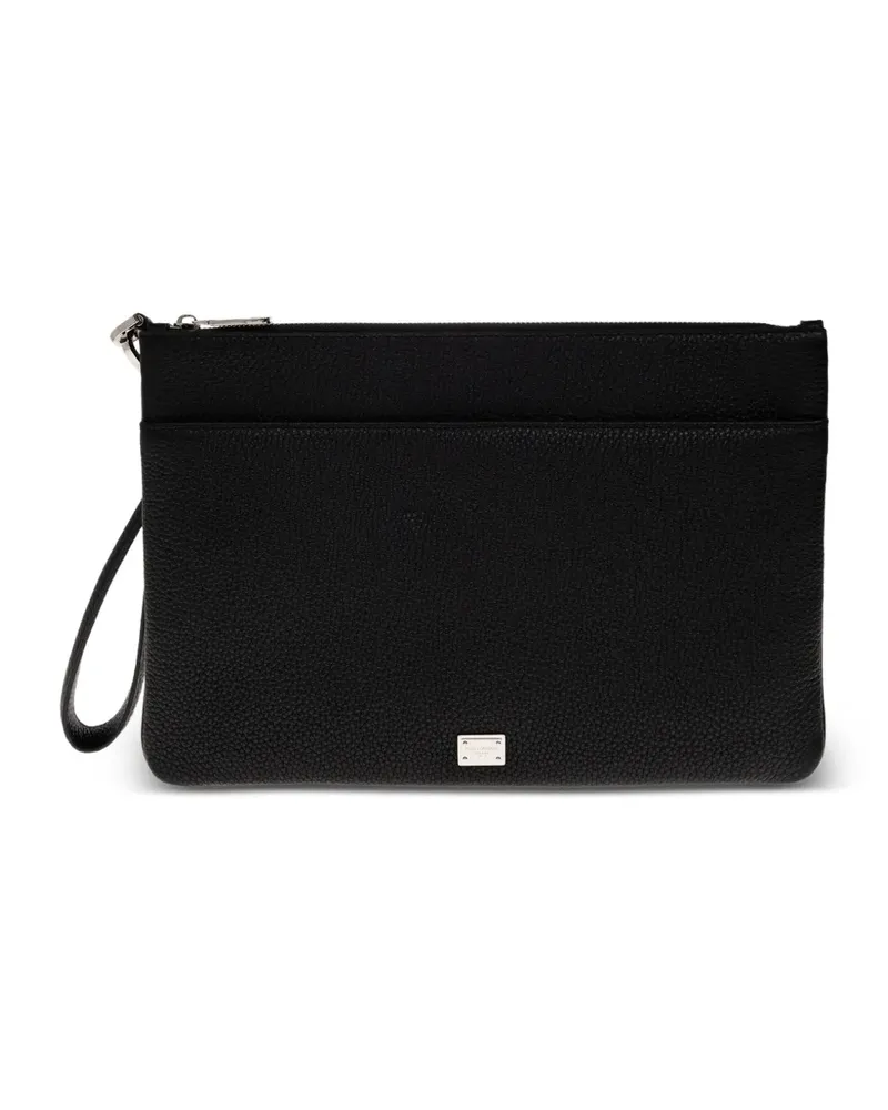 Dolce & Gabbana Clutch mit Logo-Schild - Schwarz Schwarz