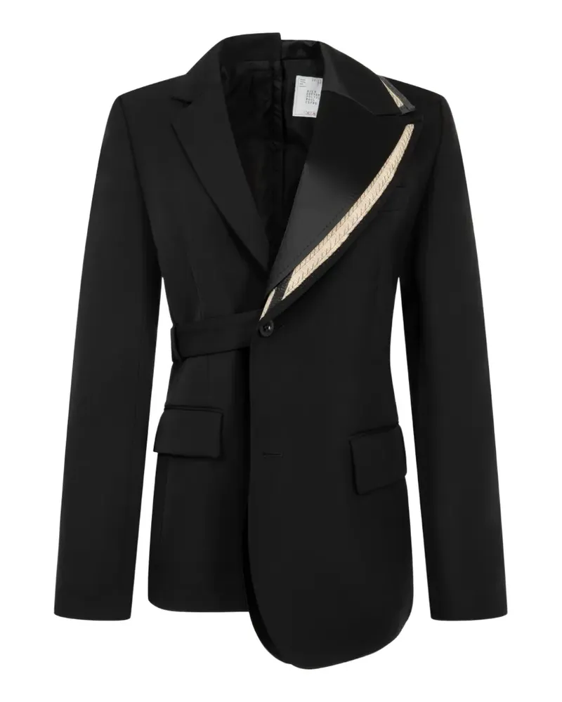 Sacai asymmetric belted blazer - Schwarz Schwarz