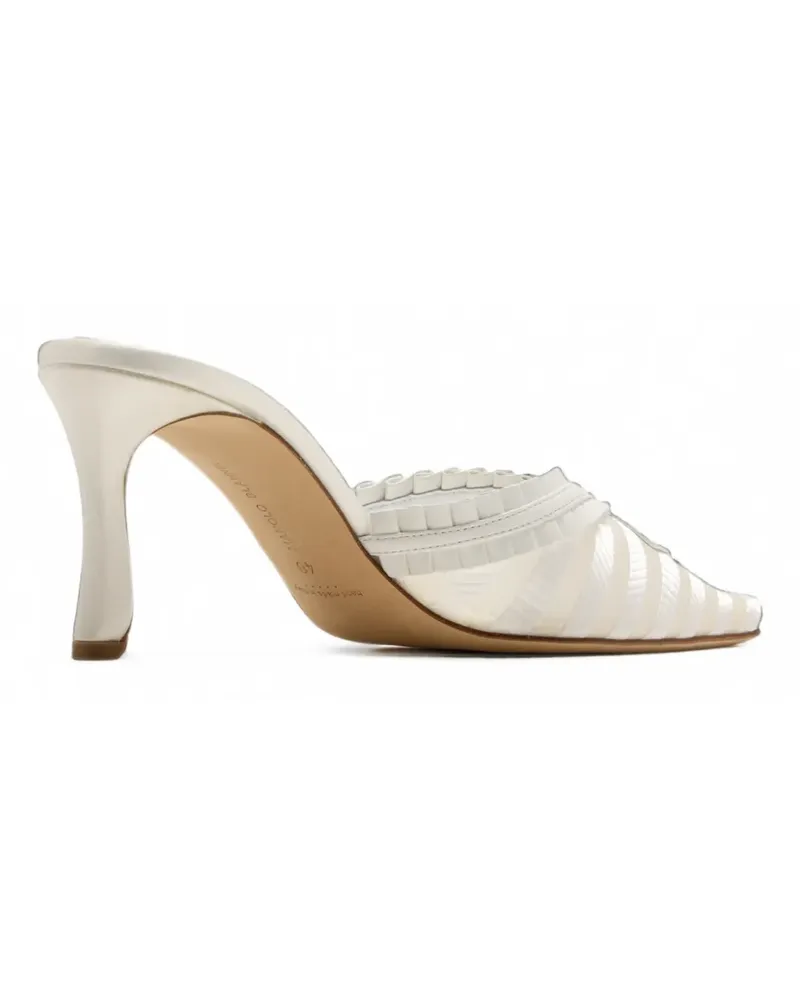 Manolo Blahnik Voluptia Visconti Hydra striped ruffled mules - Weiß Weiß