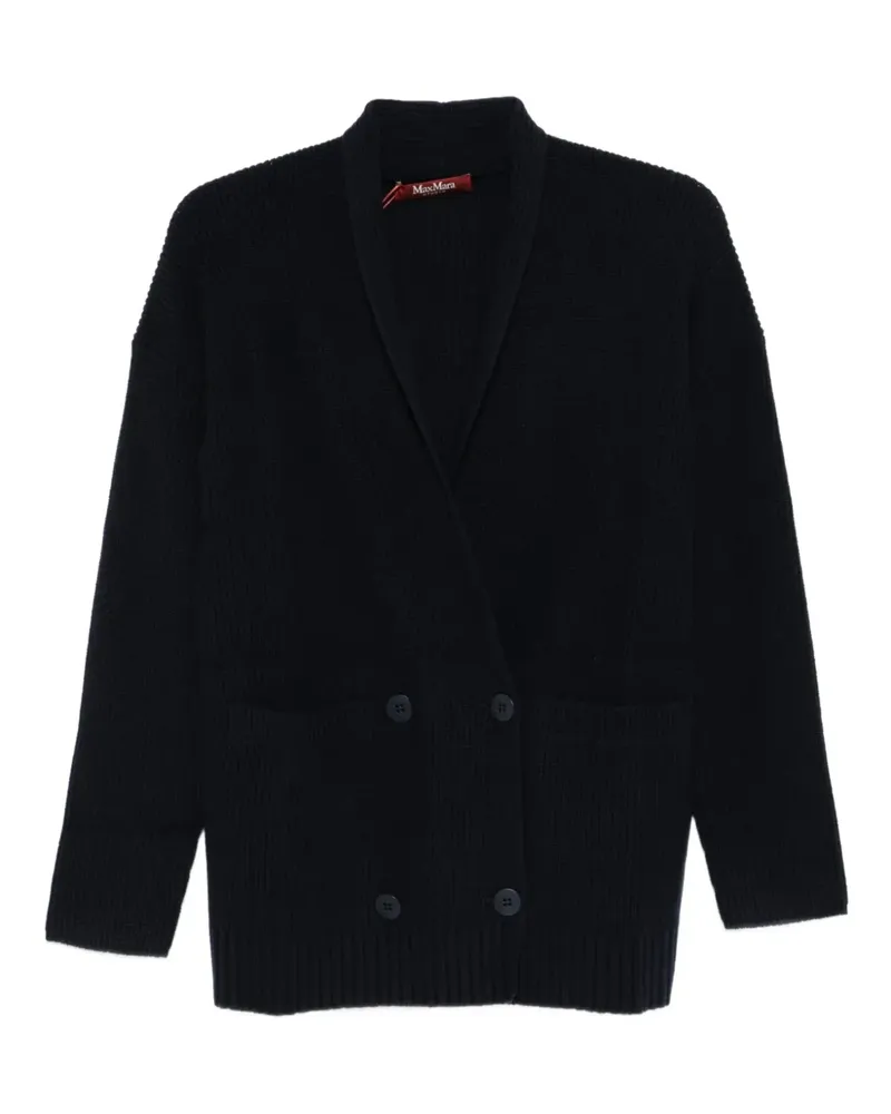 Max Mara double-breasted ribbed cardigan - 008 BLACK 008