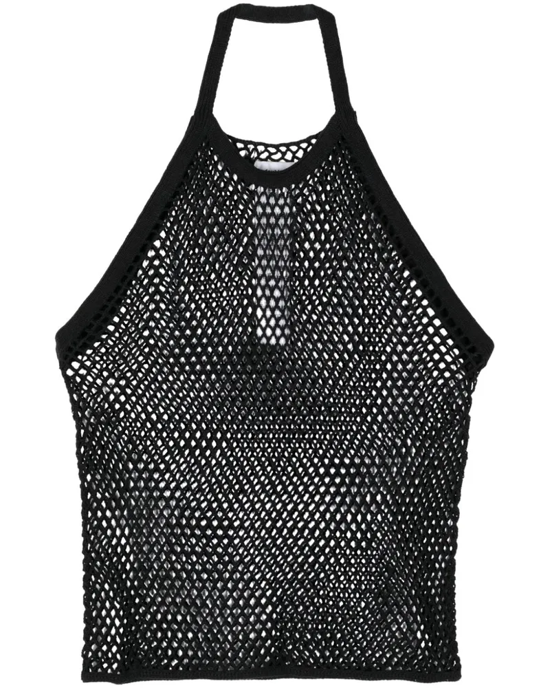 Doublet Neckholder-Top aus Mesh Schwarz