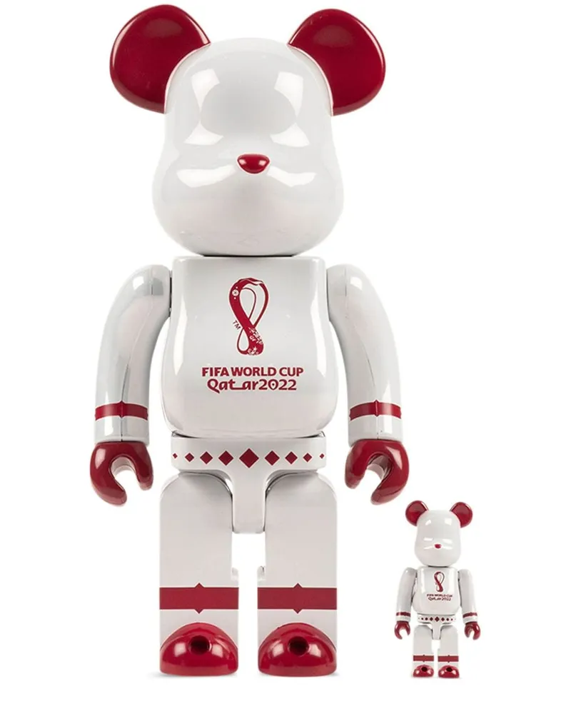 Medicom Toy x FIFA World Cup Qatar 2022 "White Chrome" BE@RBRICK 100% und 400% Figuren-Set Weiß