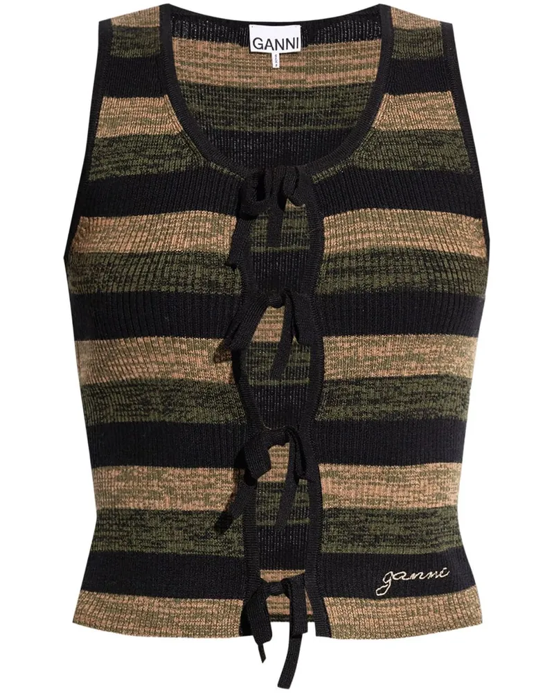 Ganni Gestreiftes Stricktop - Nude Nude