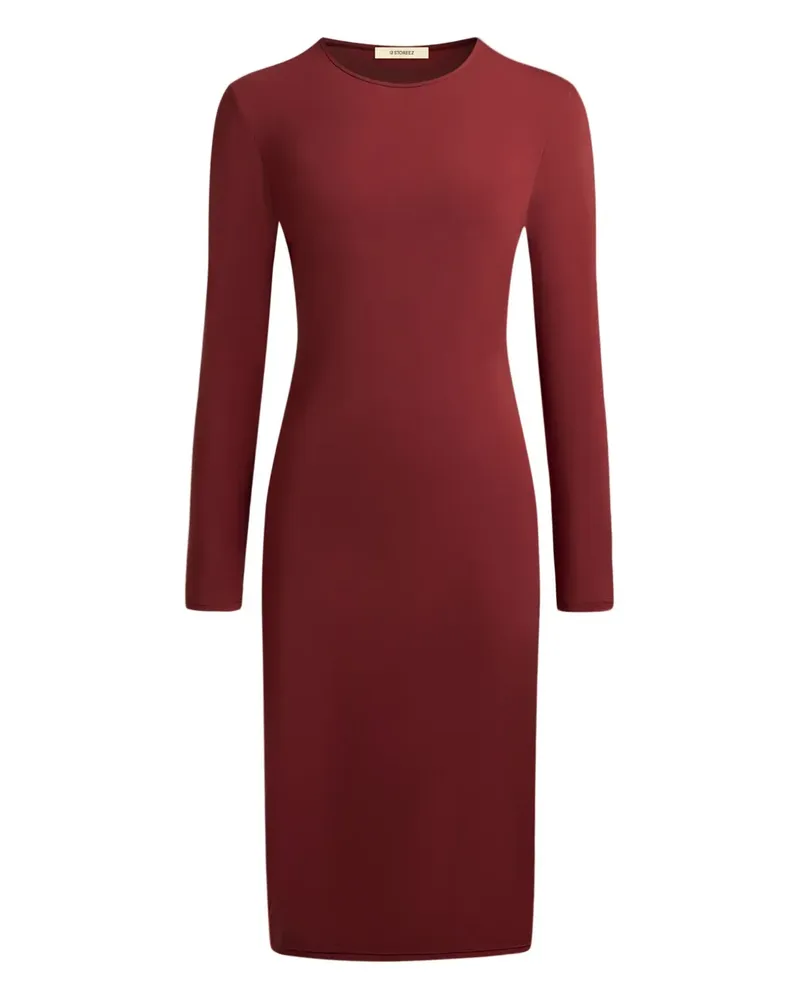 12 STOREEZ Midikleid mit langen Ärmeln - Rot Rot