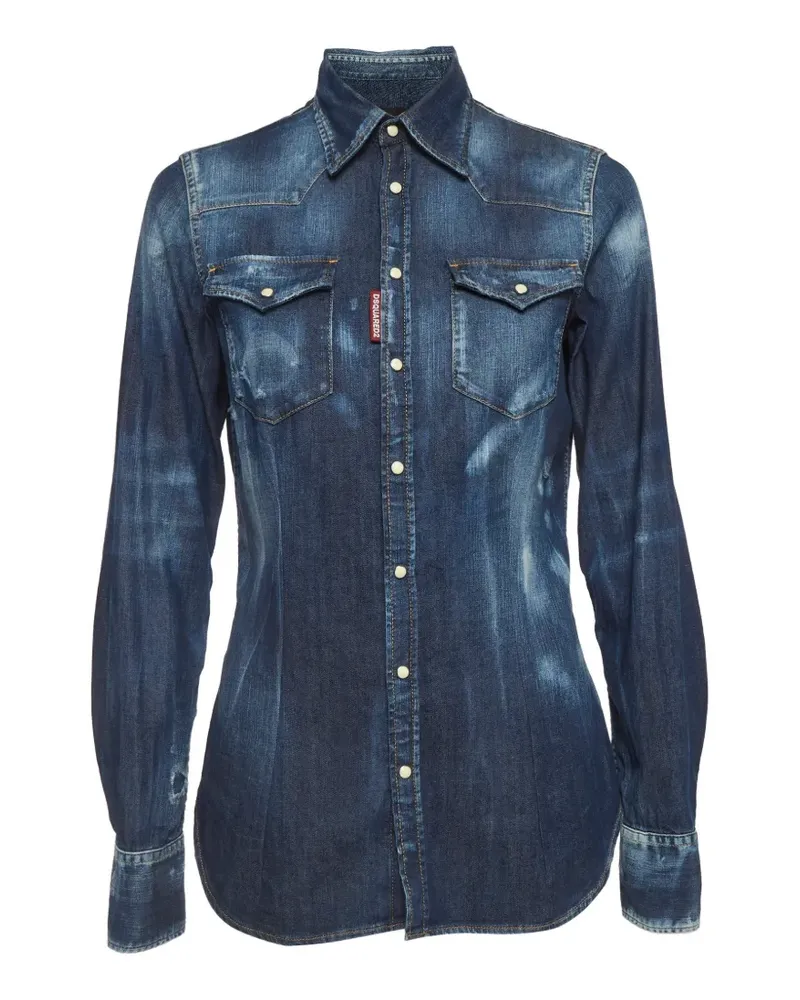 Dsquared2 Jeanshemd im Distressed-Look - Blau Blau