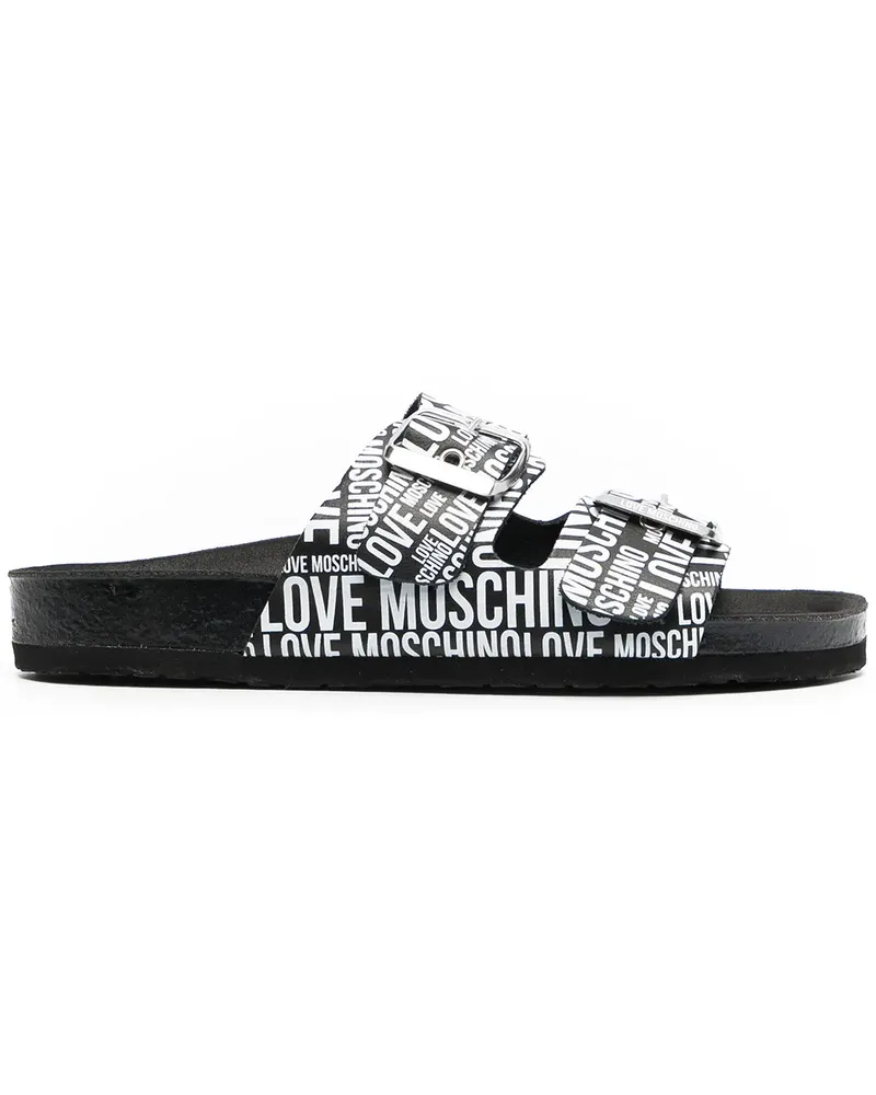 Moschino Sandalen mit Logo-Print - Schwarz Schwarz