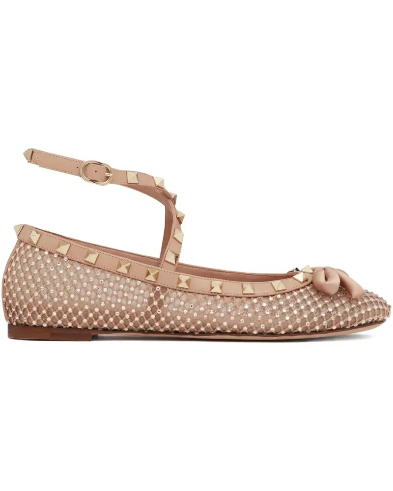 Valentino Garavani Rockstud Ballerinas aus Mesh - Rosa Rosa