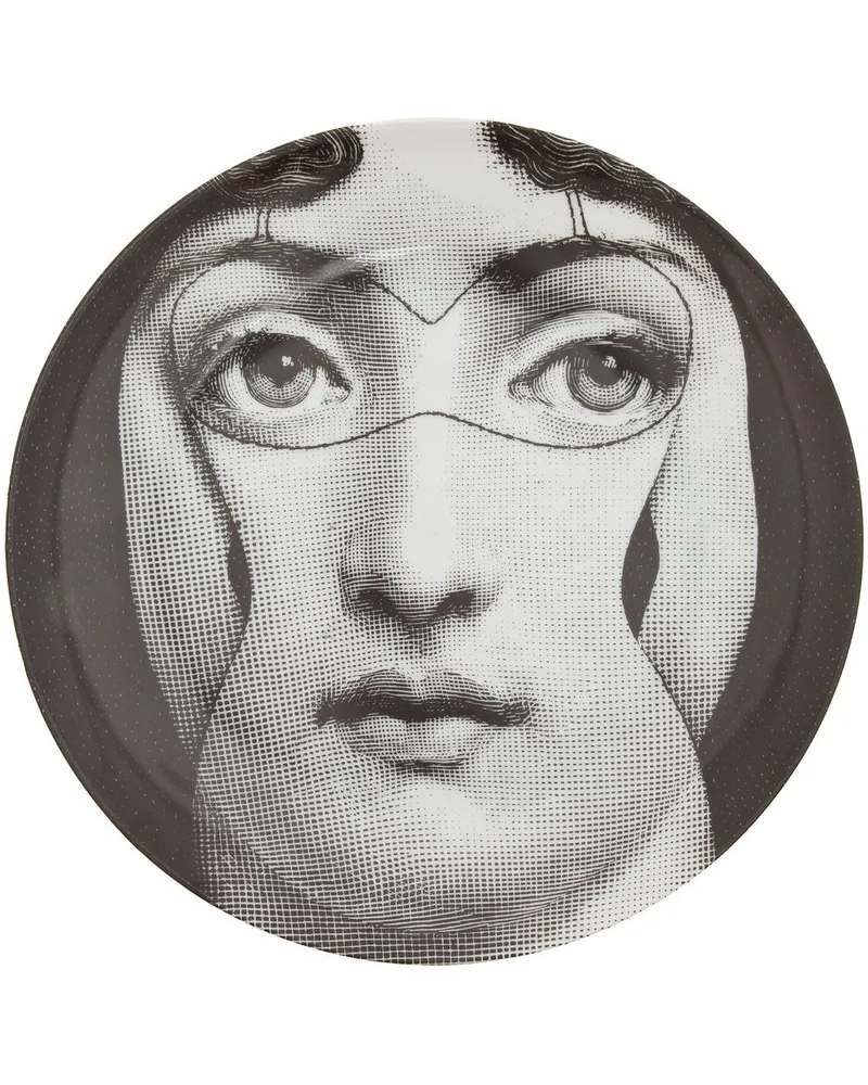 Fornasetti Teller mit Print Grau