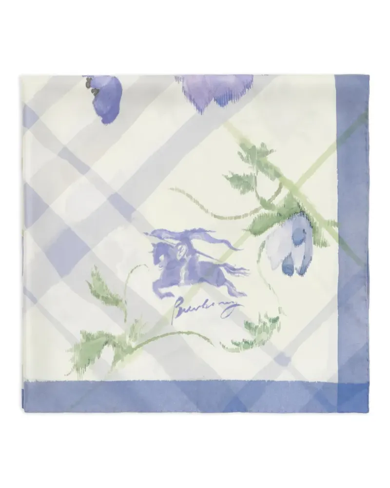 Burberry watercolour Check silk scarf - Weiß Weiß