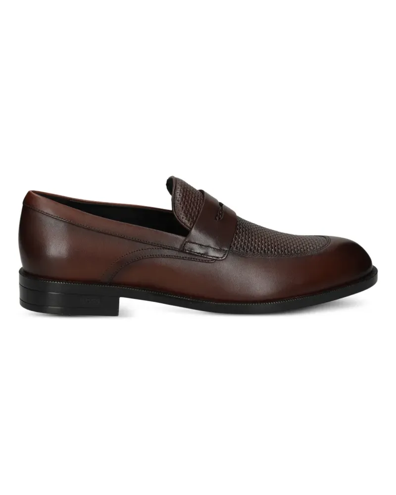 HUGO BOSS textured-panel penny-slot loafers - Braun Braun