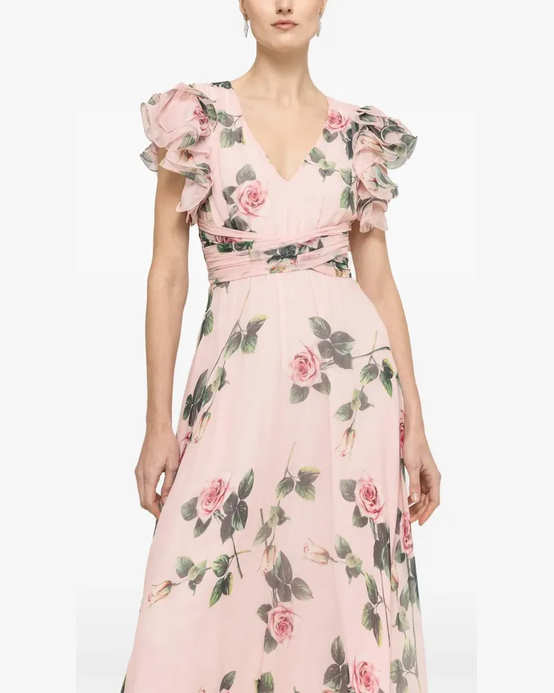 NISSA ruffled floral silk dress - Rosa Rosa